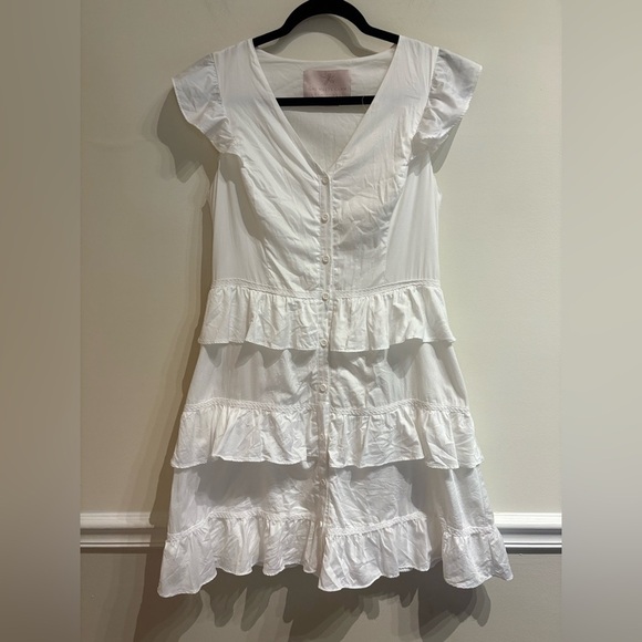 GAL MEETS GLAM Ann White Tiered Cotton Dress Size 6 - Picture 4 of 7